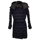 Burberry Belted Hooded Double-Breasted Quilted Shell Down Coat in Black Nylon