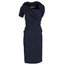 Christian Dior One Shoulder Dress in Navy Blue Cotton