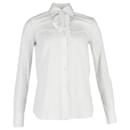 Valentino Neck Bow Shirt in White Cotton