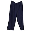 Marni Pleated Trousers in Navy Blue Wool
