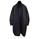 Balenciaga Button Front Hooded Oversized Jacket in Black Polyester