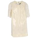 Vestido Dolce & Gabbana com acabamento em renda em couro envernizado creme