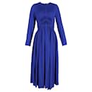 Gabriela Hearst Herminia Pleated Midi Dress in Blue Silk
