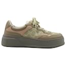 Gucci GG Supreme Panelled Sneakers in Nude Leather