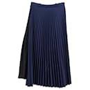 Balenciaga Pleated Midi Skirt in Navy Blue Polyester