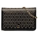 Chanel Studded Leather Wallet on Chain Leather Long Wallet in Good condition