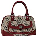 BURBERRY Nova Check Hand Bag Canvas Red Beige Auth bs12476 - Burberry