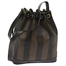 FENDI Pecan Canvas Shoulder Bag Brown Black Auth yk11035 - Fendi