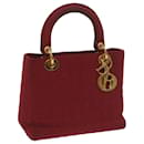 Christian Dior Canage Sac à main Nylon Rouge Auth ep3553