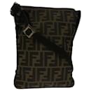 FENDI Zucca Canvas Shoulder Bag Black Brown Auth 67995 - Fendi
