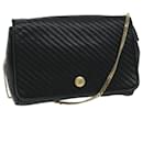 CELINE Chain Shoulder Bag Leather Black Auth 67658 - Céline