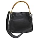 GUCCI Bamboo Hand Bag Leather 2way Black 001 123 1638 Auth bs12119 - Gucci