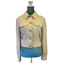 Rare Chanel 01P Ivory Tweed Cropped Short Jacket FR 38