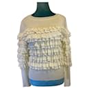 Chanel 19A Runway White Ruffle Layered Sweater Jumper Pullover FR 38