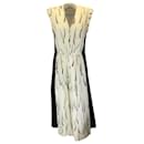 Dries van Noten Ivory / Black Feather Print Crepe Midi Dress - Autre Marque