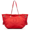 Red Chanel Large lined Face Shopping Tote Satchel