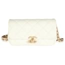 Chanel White Quilted Caviar Chain Melody Waist Belt Bag