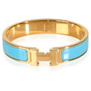 Hermès Clic H Blaugrünes Armband, vergoldet