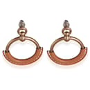 Boucles d'oreilles Hermès Loop avec cuir de veau marron Cuir