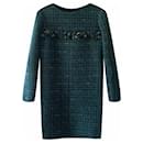 Vestido de tweed Lesage verde esmeralda de 8,000 dólares. - Chanel