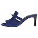 Sandália peep toe em camurça azul escuro - tamanho UE 37 - Hermès