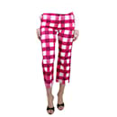 Hot pink checkered cotton trousers - size UK 8 - Msgm