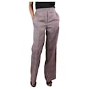 Pink elasticated-waist checked straight-leg trousers - size UK 8 - Acne