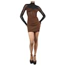 Braunes transparentes Kleid mit hohem Kragen – Größe UK 4 - Thierry Mugler