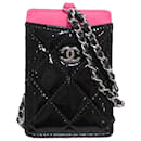 Chanel Black CC Quilted Patent Card Holder