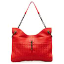 Bottega Veneta Red Intrecciato Beverly Shoulder Bag