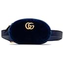Gucci Blue Velvet GG Marmont Matelasse Belt Bag