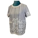 Blusa Chanel Geométrica Preta e Branca FR 40