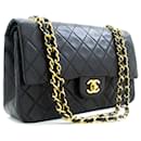 Chanel Classic gefütterte Klappe 10"Chain Shoulder Bag Black Lambskin