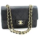 Chanel Classic lined flap 9" Chain Shoulder Bag Black Lambskin