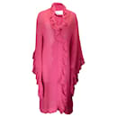 Lisa Marie Fernandez Vestido midi de lino con volantes en rosa fucsia - Autre Marque