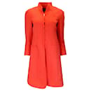Rena Lange Poppy Red Button-Front Cotton and Silk Coat - Autre Marque