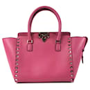 Bolso satchel rosa Valentino Rockstud de cuero