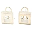 Silver Gucci Square Metal Clip on Earrings