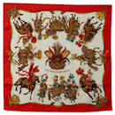 Sciarpe di seta rosse Hermes Les Fetes du Roi Soleil - Hermès