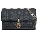 Black Dior Lambskin Cannage My Dior Daily Wallet on Chain Crossbody Bag