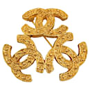 Gold Chanel Triple CC Brooch