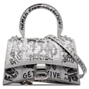 Bolso satchel gris Balenciaga XS Hourglass Graffiti con asa superior