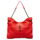 Red Bottega Veneta Intrecciato Beverly Shoulder Bag