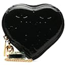 Schwarzes Louis Vuitton-Münzportemonnaie mit Herzmotiv aus Vernis-Monogramm
