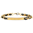 Bracelet chaîne tissé en cuir doré Chanel