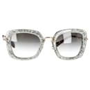 Miu Miu Glitter Cat Eye Sonnenbrillen aus silbernem Acetat