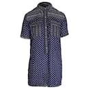 Isabel Marant Etoile Tunic Mini Dress in Navy Blue Floral Printed Cotton 
