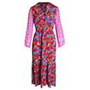 Saloni Sheer Sleeve Printed Midi Dress in Multicolor Silk - Autre Marque