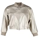 Brunello Cucinelli Cropped Bomber Jacket in Gold Leather