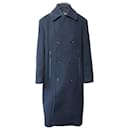 Eytys Long Coat with zip pocket in Navy Blue Wool - Autre Marque